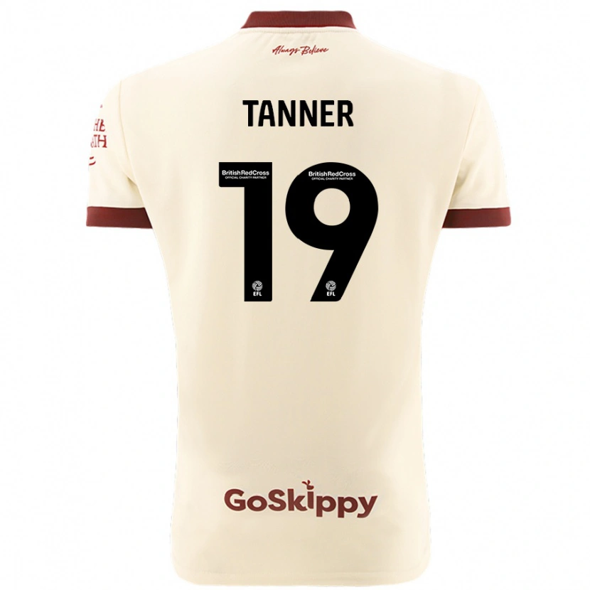 Danxen Børn George Tanner #19 Creme Hvid Udebane Spillertrøjer 2024/25 Trøje T-Shirt