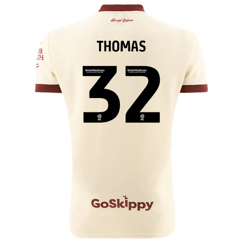 Danxen Børn Lewis Thomas #32 Creme Hvid Udebane Spillertrøjer 2024/25 Trøje T-Shirt