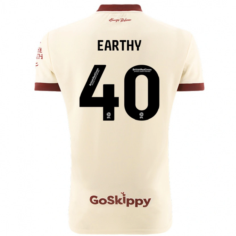 Danxen Børn George Earthy #40 Creme Hvid Udebane Spillertrøjer 2024/25 Trøje T-Shirt