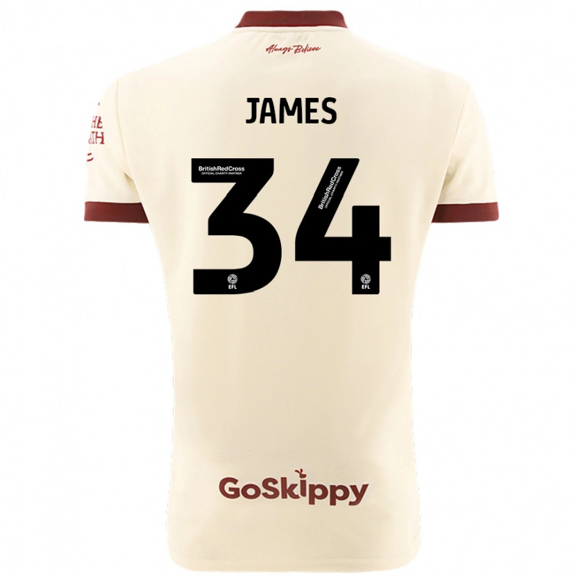 Danxen Børn Joseph James #34 Creme Hvid Udebane Spillertrøjer 2024/25 Trøje T-Shirt