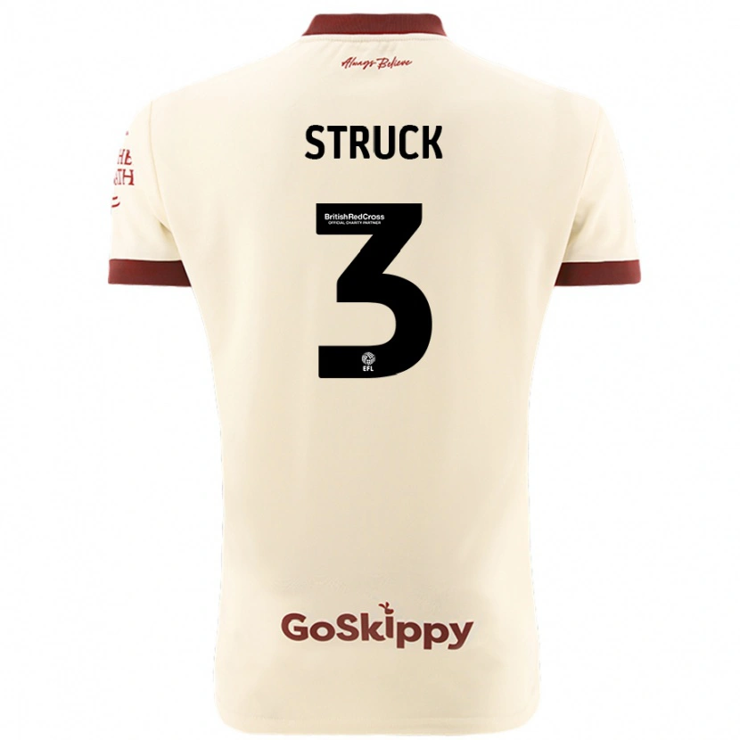 Danxen Børn Sille Struck #3 Creme Hvid Udebane Spillertrøjer 2024/25 Trøje T-Shirt