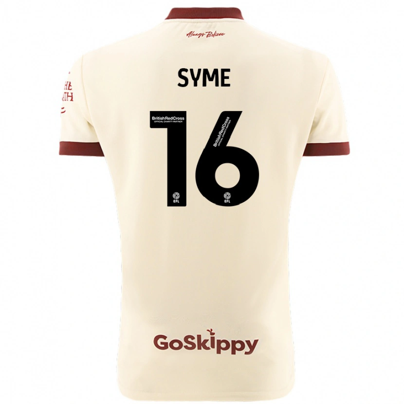 Danxen Børn Emily Syme #16 Creme Hvid Udebane Spillertrøjer 2024/25 Trøje T-Shirt
