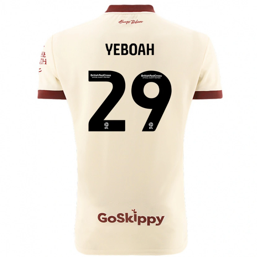 Danxen Børn Ephraim Yeboah #29 Creme Hvid Udebane Spillertrøjer 2024/25 Trøje T-Shirt