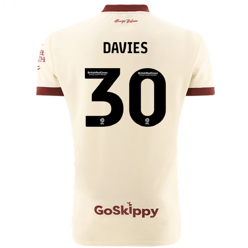 Danxen Børn Yasmin Davies #30 Creme Hvid Udebane Spillertrøjer 2024/25 Trøje T-Shirt