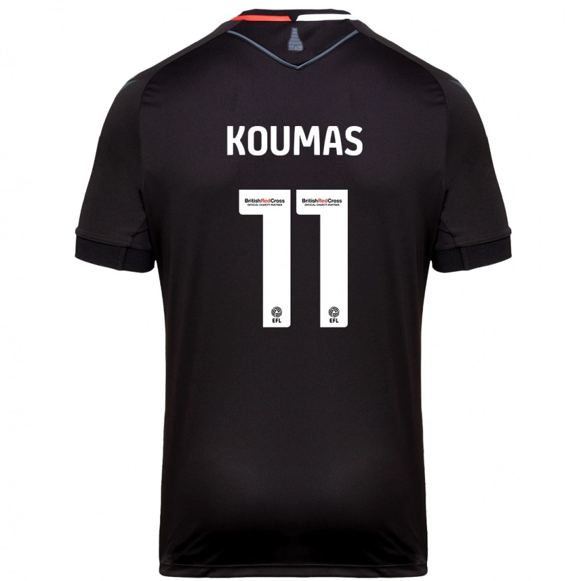 Danxen Børn Lewis Koumas #11 Sort Udebane Spillertrøjer 2024/25 Trøje T-Shirt
