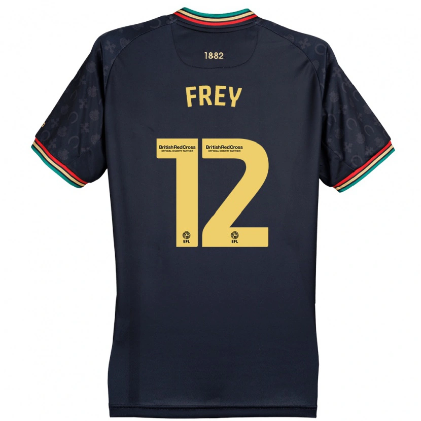 Danxen Børn Michael Frey #12 Mørk Marineblå Udebane Spillertrøjer 2024/25 Trøje T-Shirt