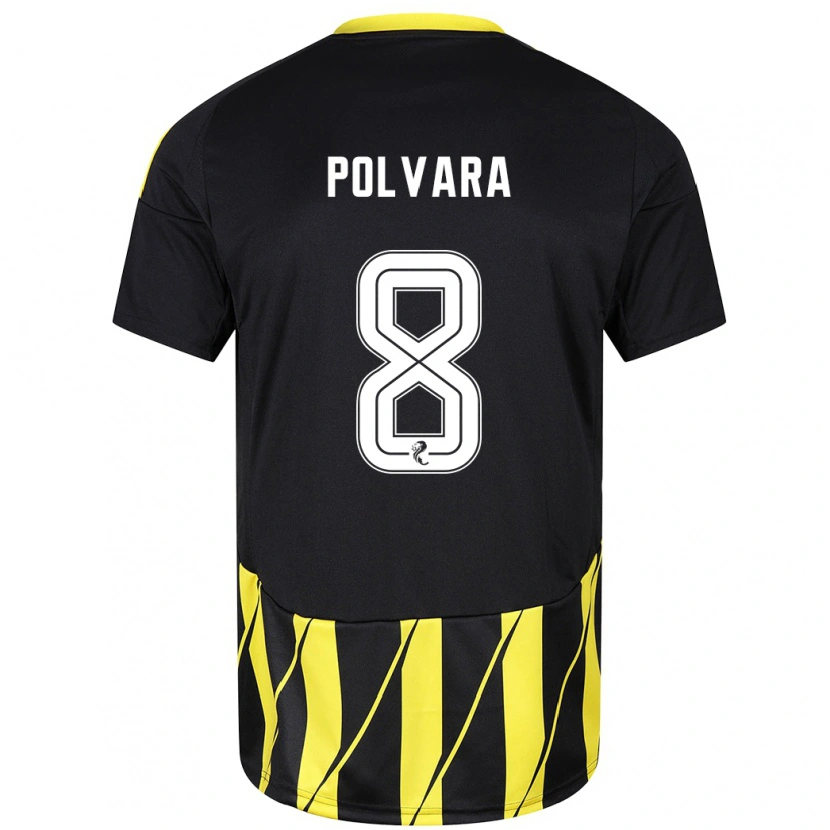 Danxen Børn Dante Polvara #8 Sort Gul Udebane Spillertrøjer 2024/25 Trøje T-Shirt