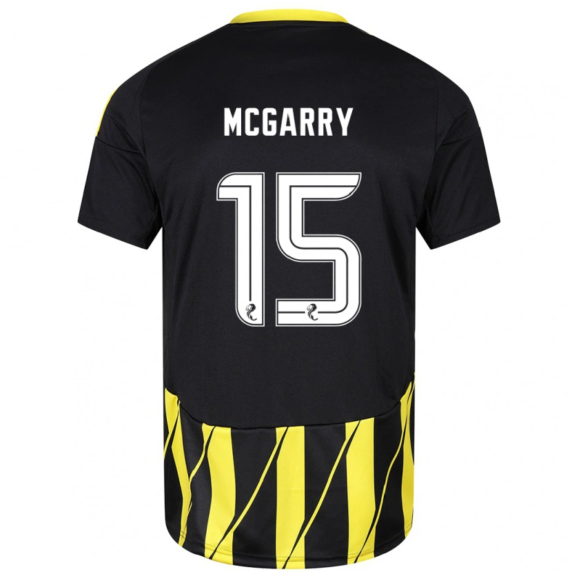 Danxen Børn James Mcgarry #15 Sort Gul Udebane Spillertrøjer 2024/25 Trøje T-Shirt
