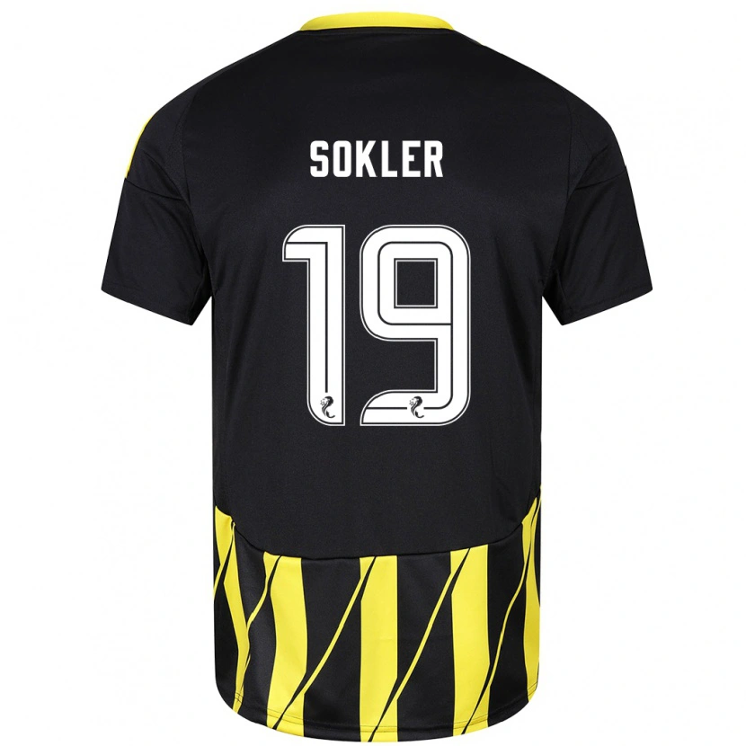 Danxen Børn Ester Sokler #19 Sort Gul Udebane Spillertrøjer 2024/25 Trøje T-Shirt