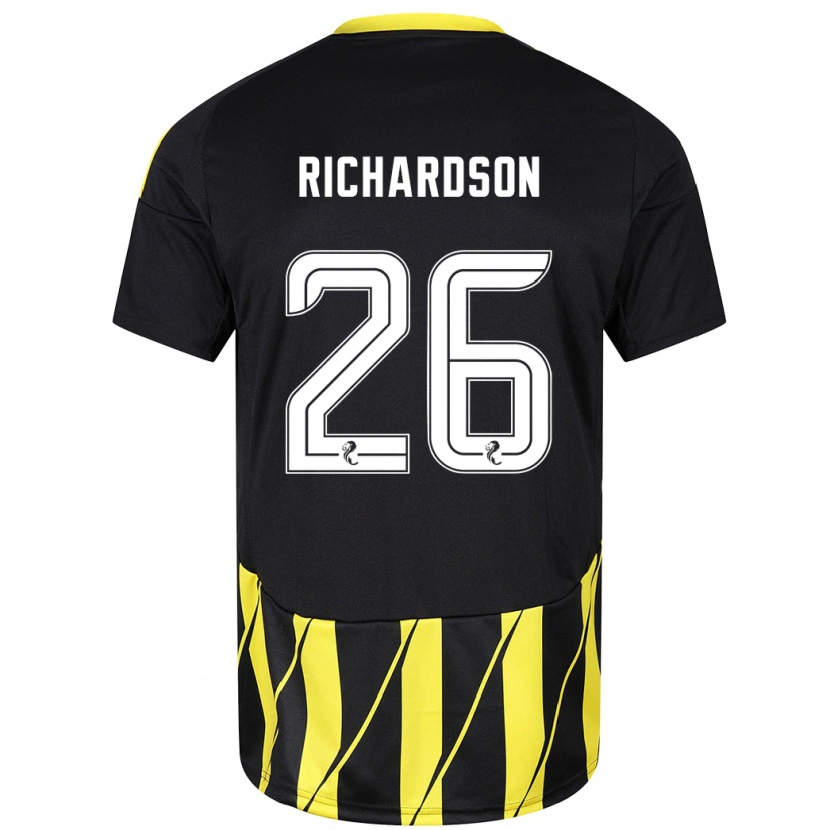 Danxen Børn Jayden Richardson #26 Sort Gul Udebane Spillertrøjer 2024/25 Trøje T-Shirt