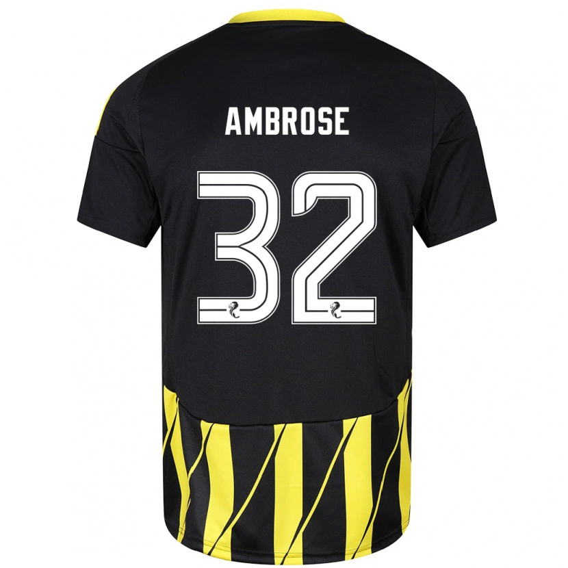 Danxen Børn Peter Ambrose #32 Sort Gul Udebane Spillertrøjer 2024/25 Trøje T-Shirt