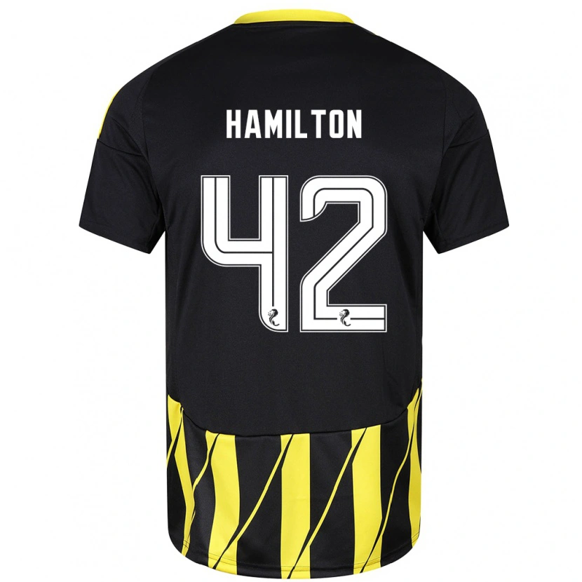 Danxen Børn Brendan Hamilton #42 Sort Gul Udebane Spillertrøjer 2024/25 Trøje T-Shirt