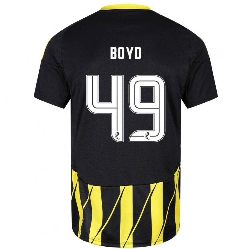 Danxen Børn Fletcher Boyd #49 Sort Gul Udebane Spillertrøjer 2024/25 Trøje T-Shirt