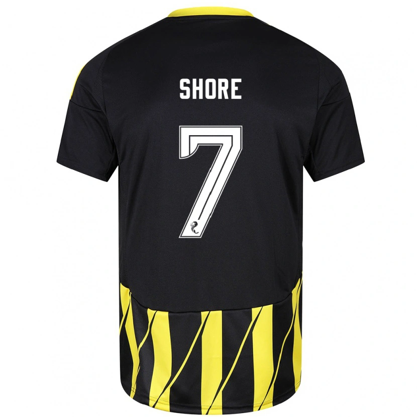 Danxen Børn Eilidh Shore #7 Sort Gul Udebane Spillertrøjer 2024/25 Trøje T-Shirt