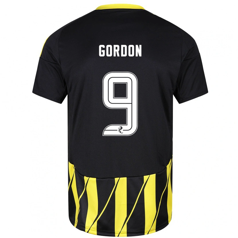 Danxen Børn Lauren Gordon #9 Sort Gul Udebane Spillertrøjer 2024/25 Trøje T-Shirt