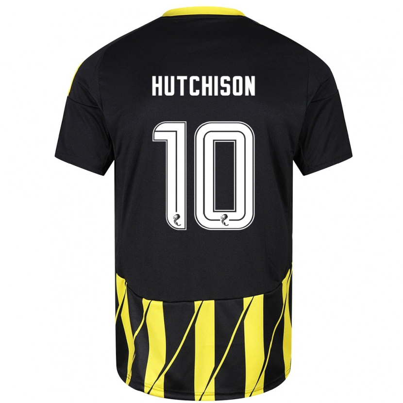 Danxen Børn Bayley Hutchison #10 Sort Gul Udebane Spillertrøjer 2024/25 Trøje T-Shirt