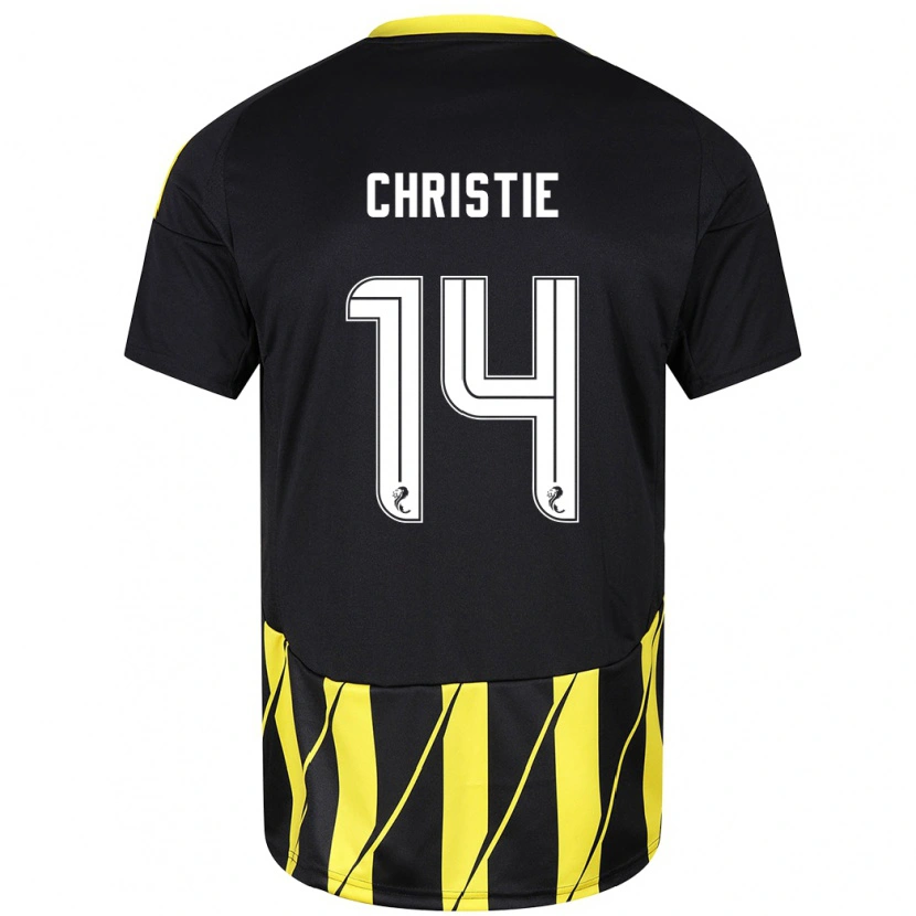 Danxen Børn Mya Christie #14 Sort Gul Udebane Spillertrøjer 2024/25 Trøje T-Shirt