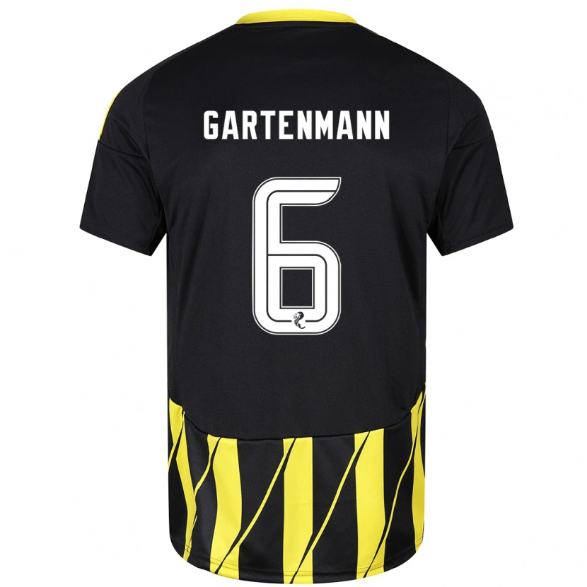Danxen Børn Stefan Gartenmann #6 Sort Gul Udebane Spillertrøjer 2024/25 Trøje T-Shirt