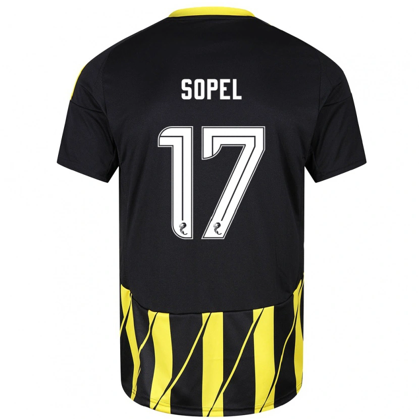 Danxen Børn Nadia Sopel #17 Sort Gul Udebane Spillertrøjer 2024/25 Trøje T-Shirt