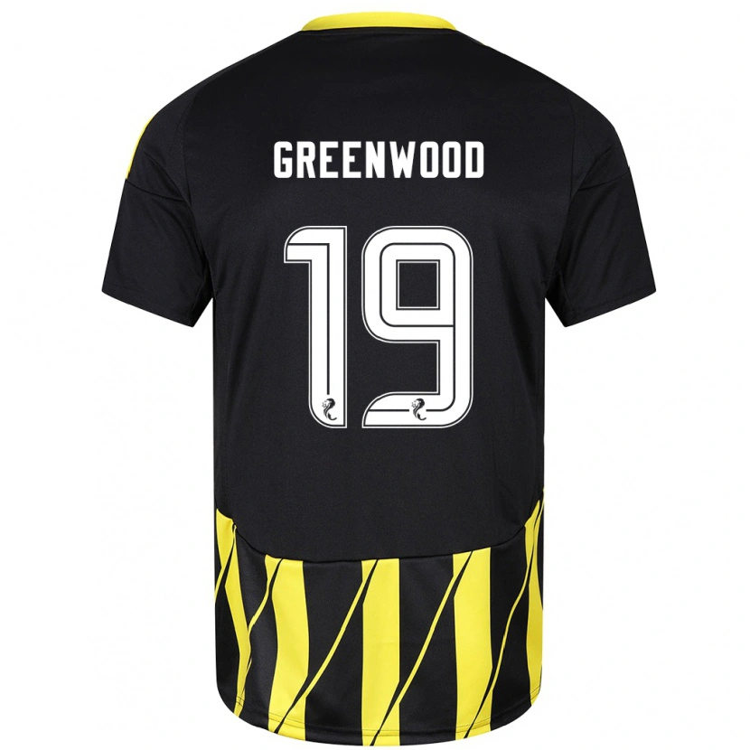 Danxen Børn Brodie Greenwood #19 Sort Gul Udebane Spillertrøjer 2024/25 Trøje T-Shirt