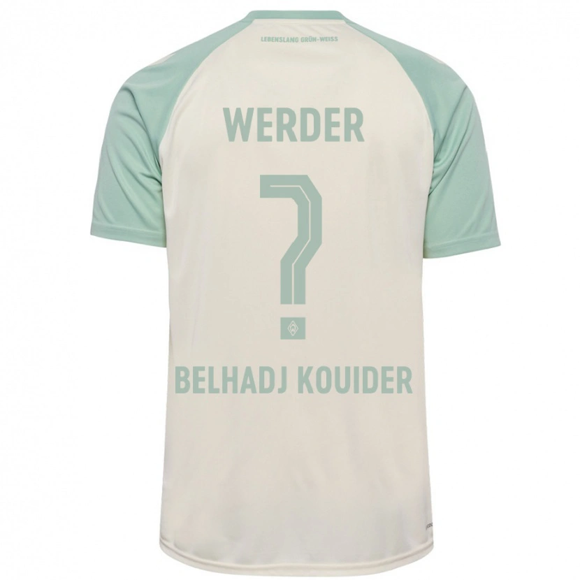 Danxen Børn Mahfoud Belhadj Kouider #0 Råhvid Lysegrøn Udebane Spillertrøjer 2024/25 Trøje T-Shirt