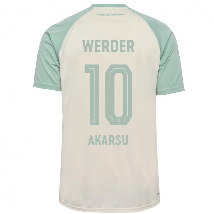 Danxen Børn Mikail Bura Akarsu #10 Råhvid Lysegrøn Udebane Spillertrøjer 2024/25 Trøje T-Shirt