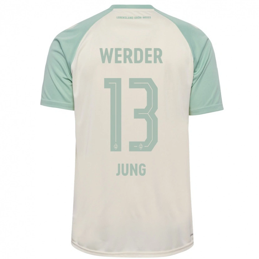 Danxen Børn Seong-Hyeon Jung #13 Råhvid Lysegrøn Udebane Spillertrøjer 2024/25 Trøje T-Shirt