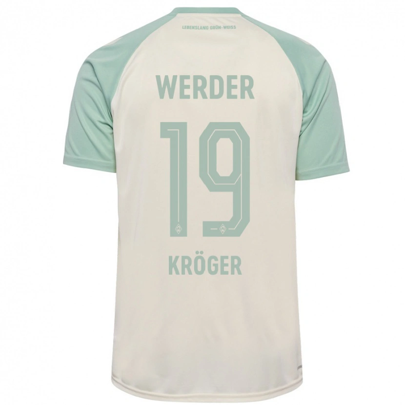 Danxen Børn Moritz Kröger #19 Råhvid Lysegrøn Udebane Spillertrøjer 2024/25 Trøje T-Shirt