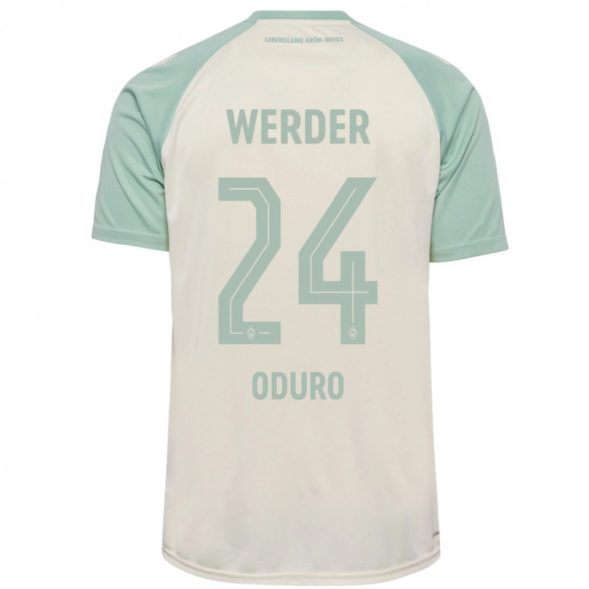 Danxen Børn Ricardo Oduro #24 Råhvid Lysegrøn Udebane Spillertrøjer 2024/25 Trøje T-Shirt