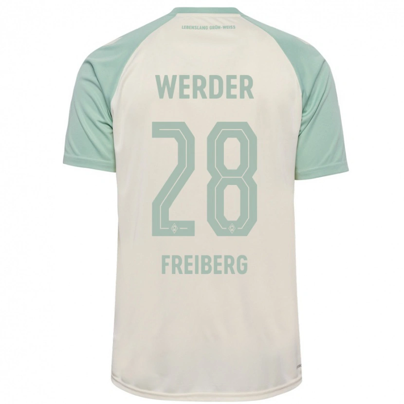 Danxen Børn Piet Freiberg #28 Råhvid Lysegrøn Udebane Spillertrøjer 2024/25 Trøje T-Shirt