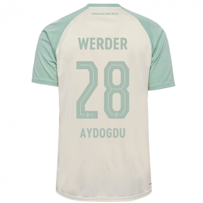 Danxen Børn Onur Aydogdu #28 Råhvid Lysegrøn Udebane Spillertrøjer 2024/25 Trøje T-Shirt