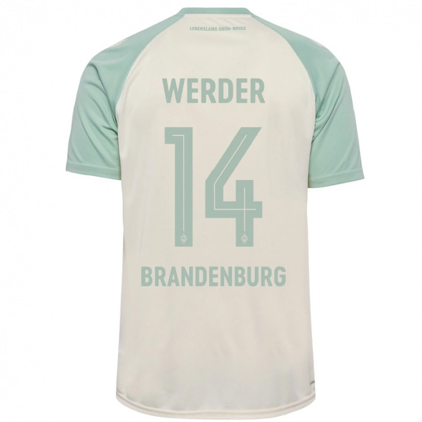 Danxen Børn Michaela Brandenburg #14 Råhvid Lysegrøn Udebane Spillertrøjer 2024/25 Trøje T-Shirt