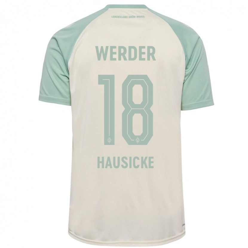 Danxen Børn Lina Hausicke #18 Råhvid Lysegrøn Udebane Spillertrøjer 2024/25 Trøje T-Shirt