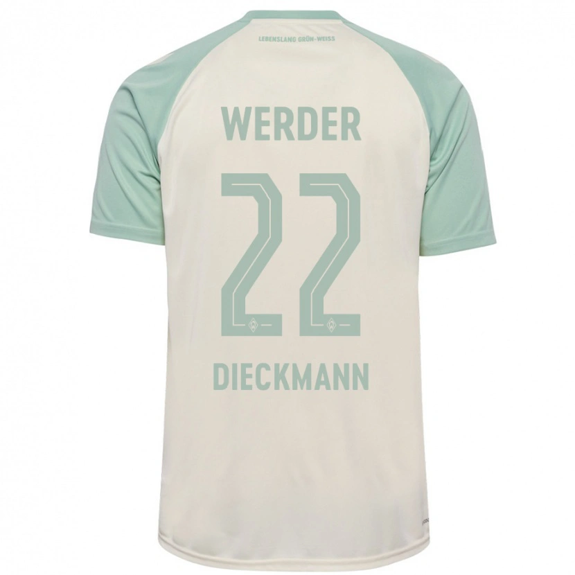 Danxen Børn Rieke Dieckmann #22 Råhvid Lysegrøn Udebane Spillertrøjer 2024/25 Trøje T-Shirt