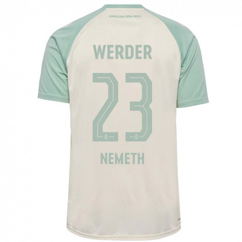 Danxen Børn Hanna Németh #23 Råhvid Lysegrøn Udebane Spillertrøjer 2024/25 Trøje T-Shirt