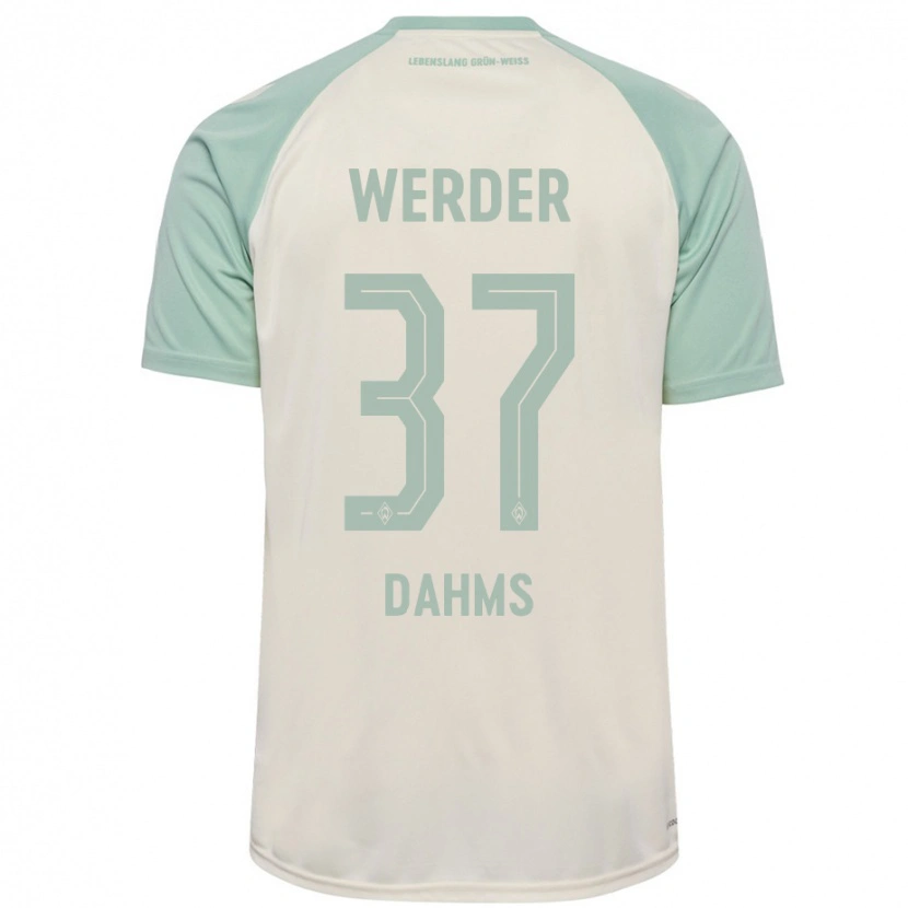 Danxen Børn Lena Dahms #37 Råhvid Lysegrøn Udebane Spillertrøjer 2024/25 Trøje T-Shirt