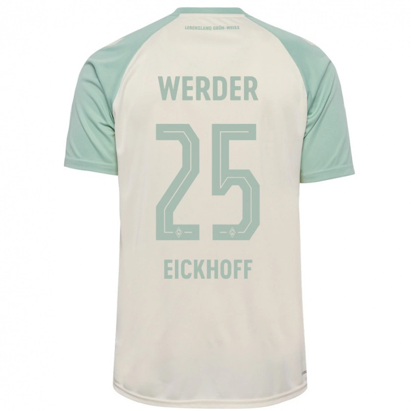 Danxen Børn Mika Eickhoff #25 Råhvid Lysegrøn Udebane Spillertrøjer 2024/25 Trøje T-Shirt
