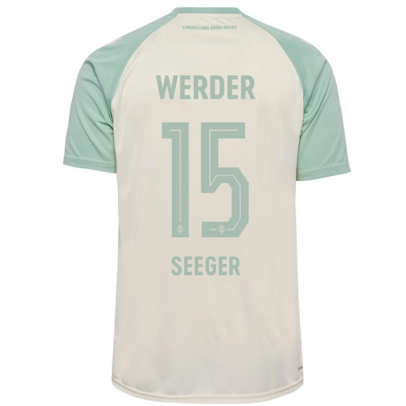 Danxen Børn Ben Ekobena-Seeger #15 Råhvid Lysegrøn Udebane Spillertrøjer 2024/25 Trøje T-Shirt