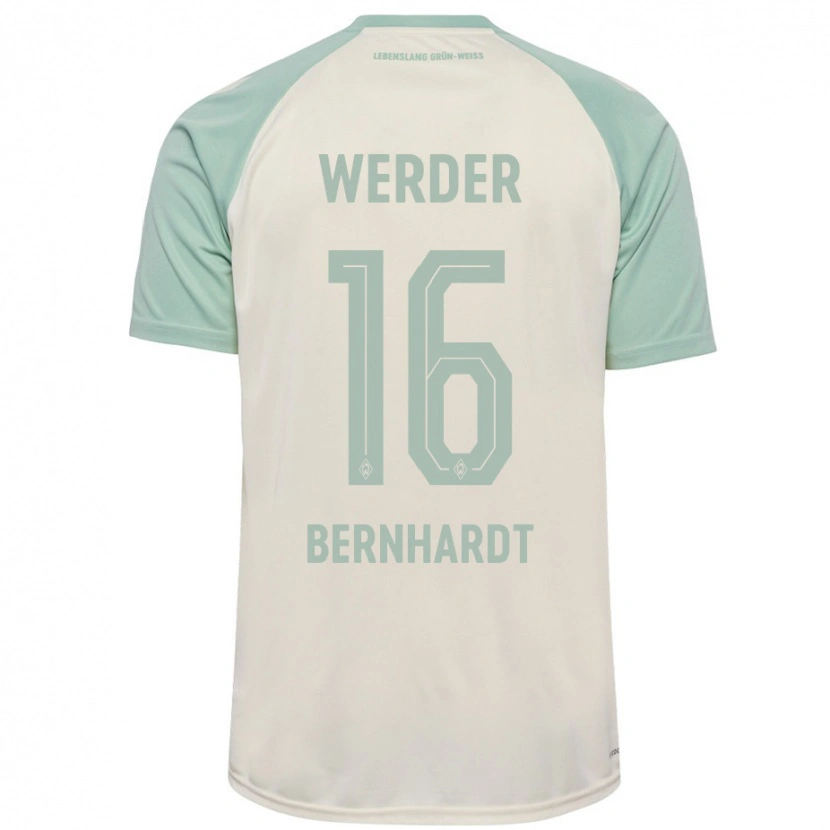 Danxen Børn Emilie Bernhardt #16 Råhvid Lysegrøn Udebane Spillertrøjer 2024/25 Trøje T-Shirt
