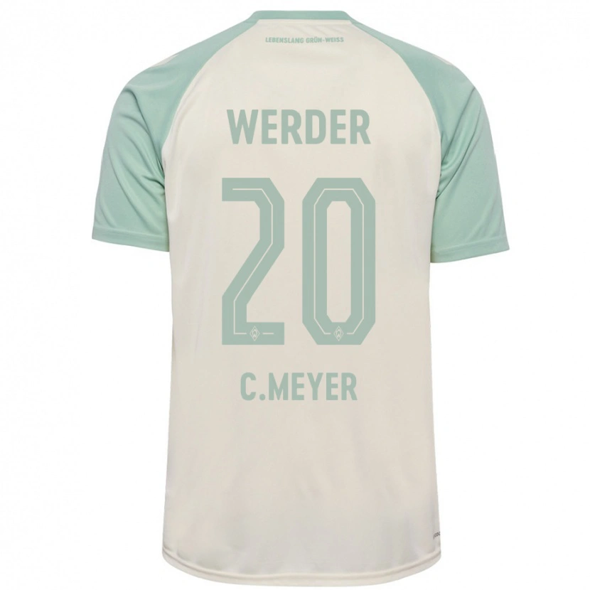 Danxen Børn Christin Meyer #20 Råhvid Lysegrøn Udebane Spillertrøjer 2024/25 Trøje T-Shirt
