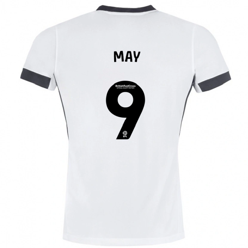 Danxen Børn Alfie May #9 Hvid Sort Udebane Spillertrøjer 2024/25 Trøje T-Shirt