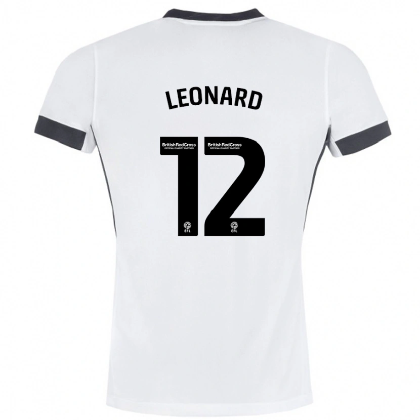 Danxen Børn Marc Leonard #12 Hvid Sort Udebane Spillertrøjer 2024/25 Trøje T-Shirt