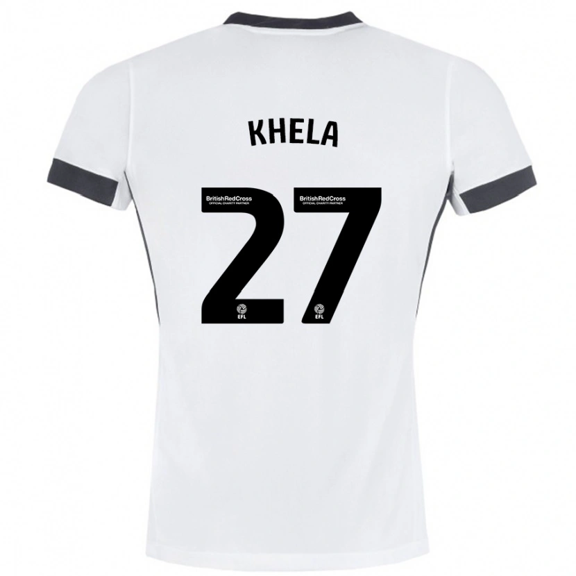 Danxen Børn Brandon Khela #27 Hvid Sort Udebane Spillertrøjer 2024/25 Trøje T-Shirt