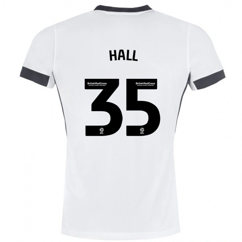 Danxen Børn George Hall #35 Hvid Sort Udebane Spillertrøjer 2024/25 Trøje T-Shirt