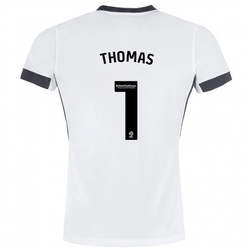 Danxen Børn Lucy Thomas #1 Hvid Sort Udebane Spillertrøjer 2024/25 Trøje T-Shirt
