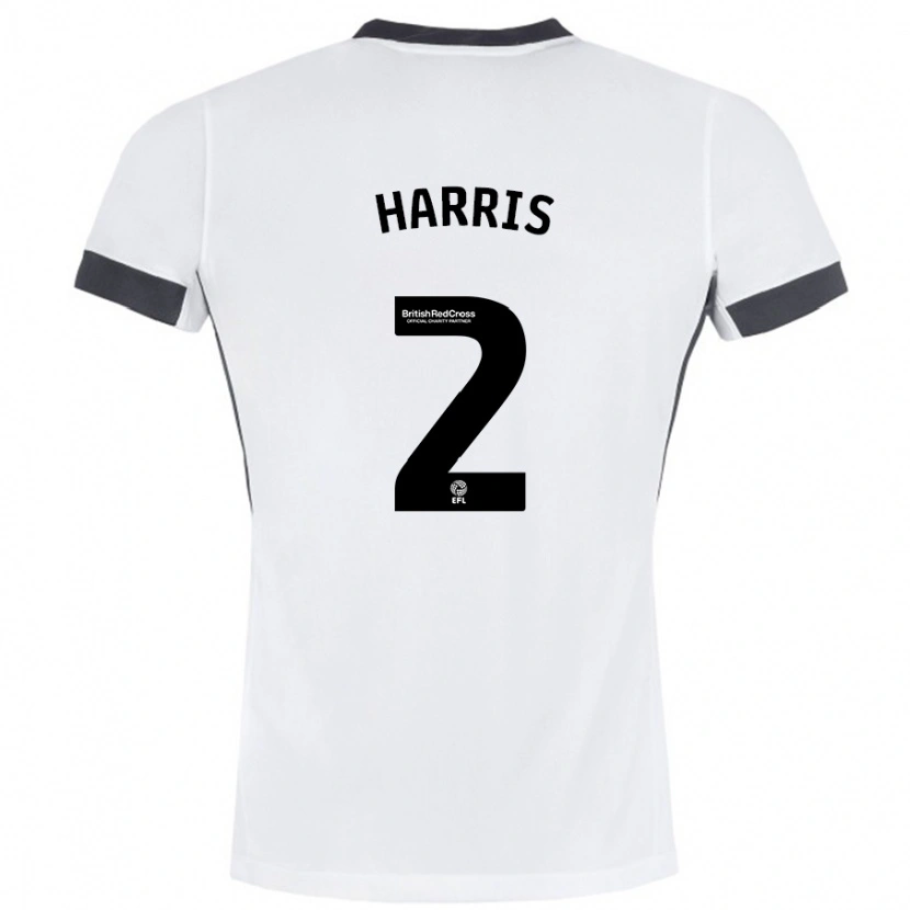 Danxen Børn Martha Harris #2 Hvid Sort Udebane Spillertrøjer 2024/25 Trøje T-Shirt