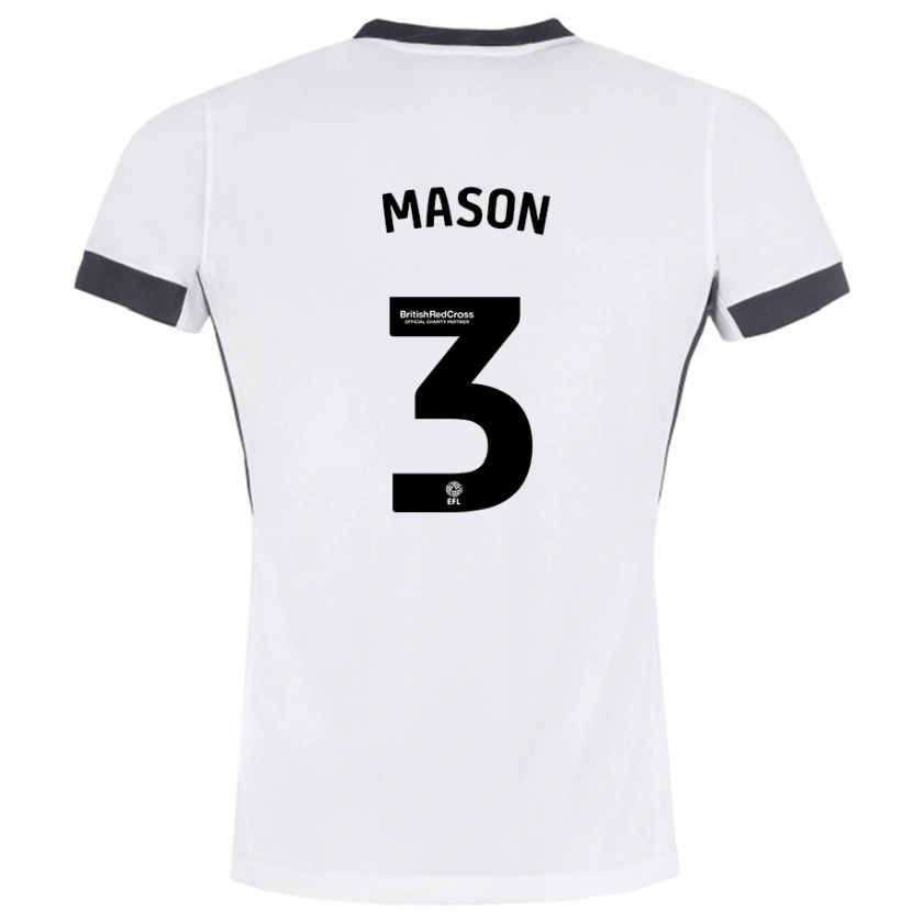 Danxen Børn Ellie Mason #3 Hvid Sort Udebane Spillertrøjer 2024/25 Trøje T-Shirt
