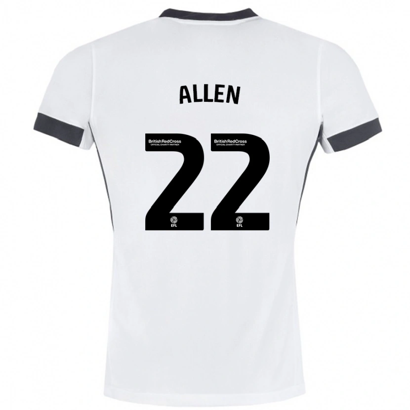 Danxen Børn Remi Allen #22 Hvid Sort Udebane Spillertrøjer 2024/25 Trøje T-Shirt