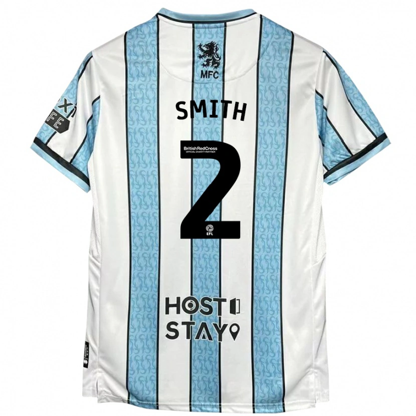 Danxen Børn Tommy Smith #2 Hvid Blå Udebane Spillertrøjer 2024/25 Trøje T-Shirt