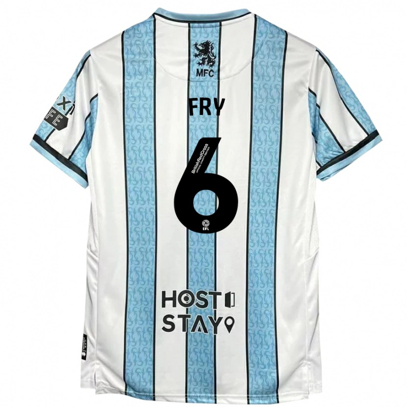 Danxen Børn Dael Fry #6 Hvid Blå Udebane Spillertrøjer 2024/25 Trøje T-Shirt